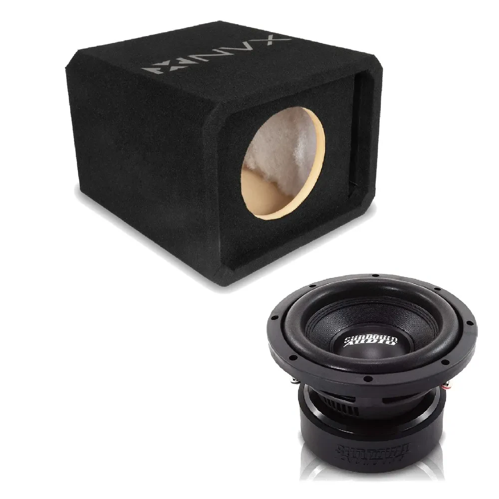 NVX NE81P Single 8" Slot Ported 3/4" MDF Sub Enclosure w/ 8" D2 Dual Subwoofer