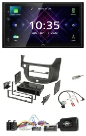 Автомагнитола JVC 2 DIN DAB Bluetooth USB для Honda Jazz (с 2014), темно-серый, поддержка управления на руле