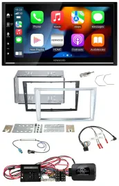 Kenwood DAB USB Bluetooth 2DIN Lenkrad Autoradio für Opel Corsa D matt-chrom 09-