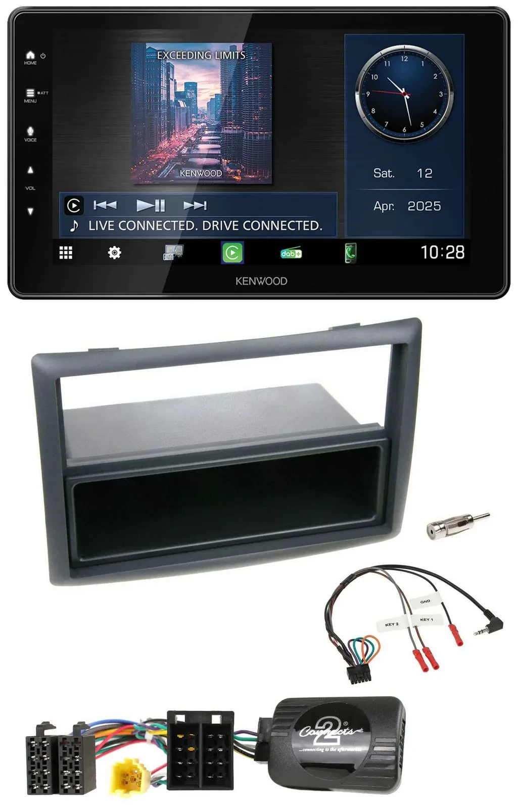 Автомагнитола для Renault Megane 2007–2008 Kenwood Bluetooth, USB, DAB, поддержка управления на руле, черная