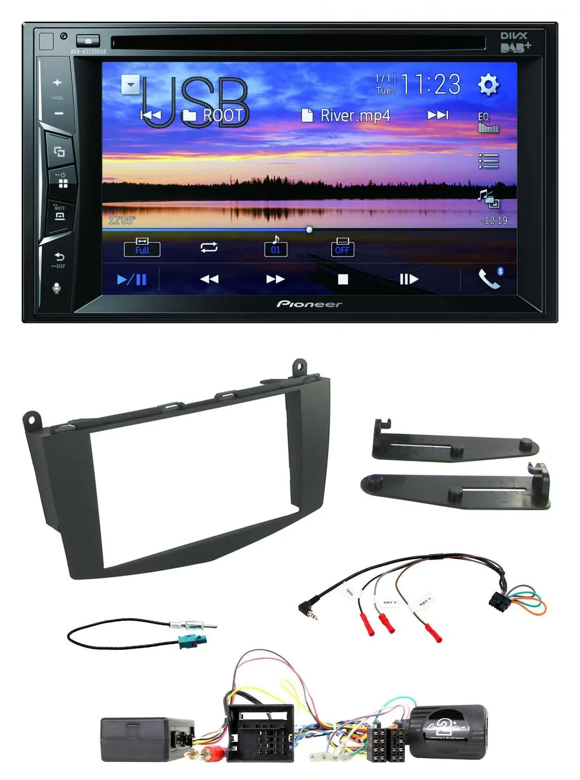Pioneer Bluetooth 2DIN USB DVD DAB Lenkrad Autoradio für Mercedes C W204 Aktivsy