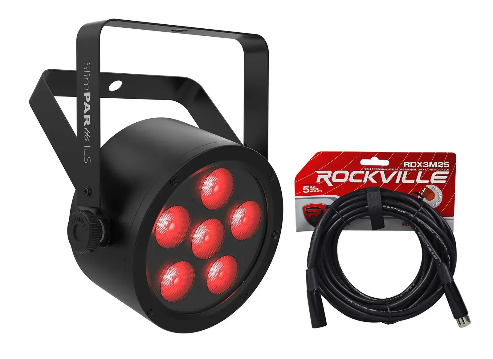 Светодиодный прибор Chauvet DJ SlimPAR H6 ILS RGBAW+UV LED DMX с DMX-кабелем