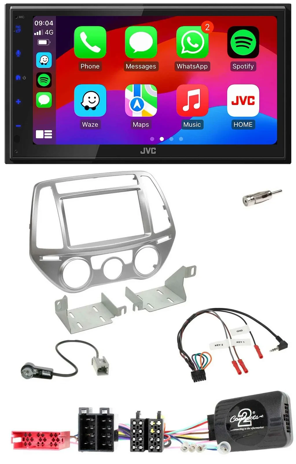 JVC Bluetooth USB Lenkrad 2DIN DAB Autoradio für Hyundai i20 2012-2014 man. Klim