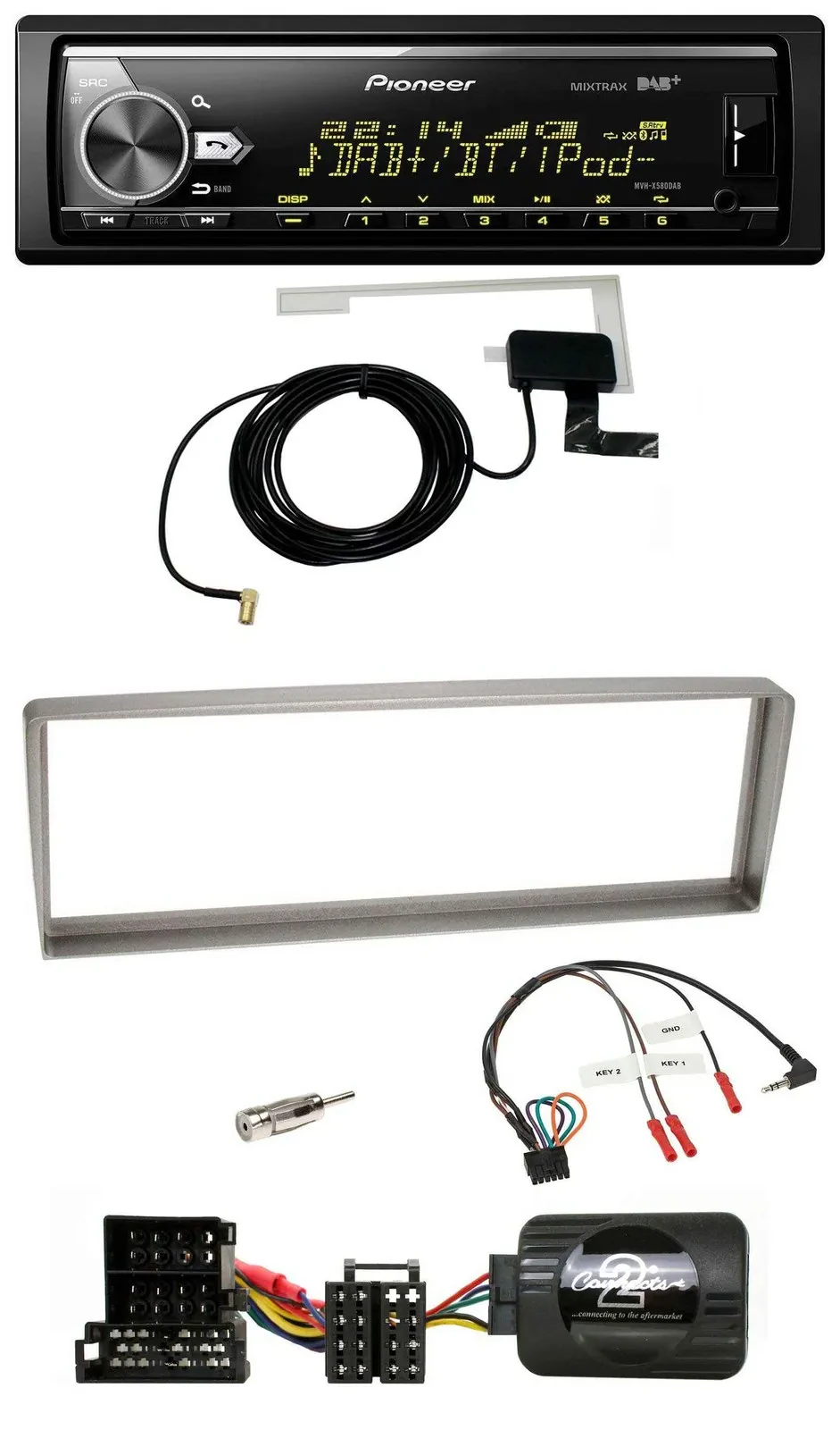 Автомагнитола Pioneer Bluetooth, DAB, USB, для Alfa Romeo 156 (с 2003), серебристая
