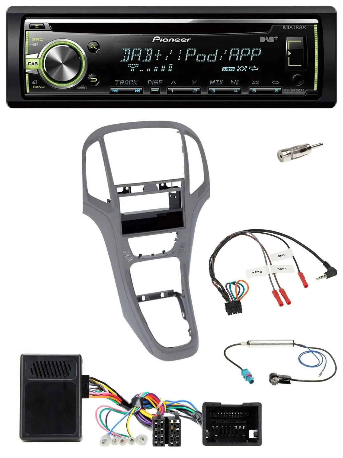 Автомагнитола для Opel Astra J Pioneer DAB, CD, USB, MP3, цвет титан серый (с 2009)