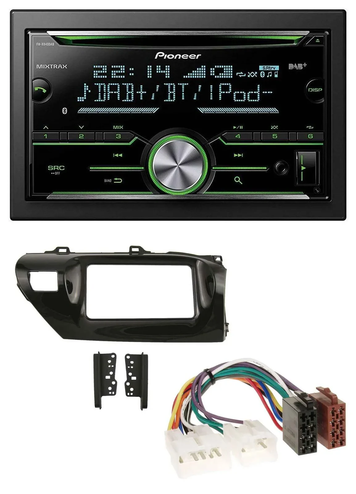 Автомагнитола для Toyota Hilux (2015–2020) Pioneer 2-DIN, Bluetooth, USB, CD, MP3, DAB