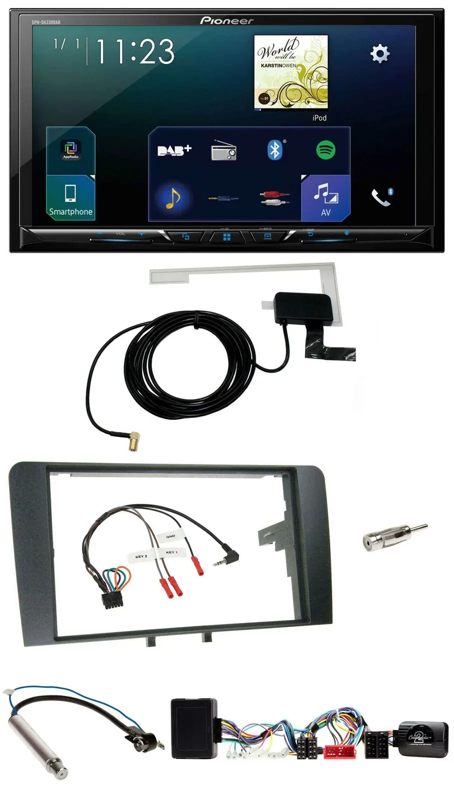Pioneer 2DIN DAB USB Lenkrad Bluetooth Autoradio für Audi A3 Symphony Aktiv ISO