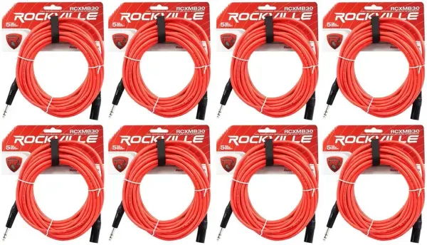 Коммутационный кабель Rockville RCXMB30-R Red 9.1 м (8 штук)