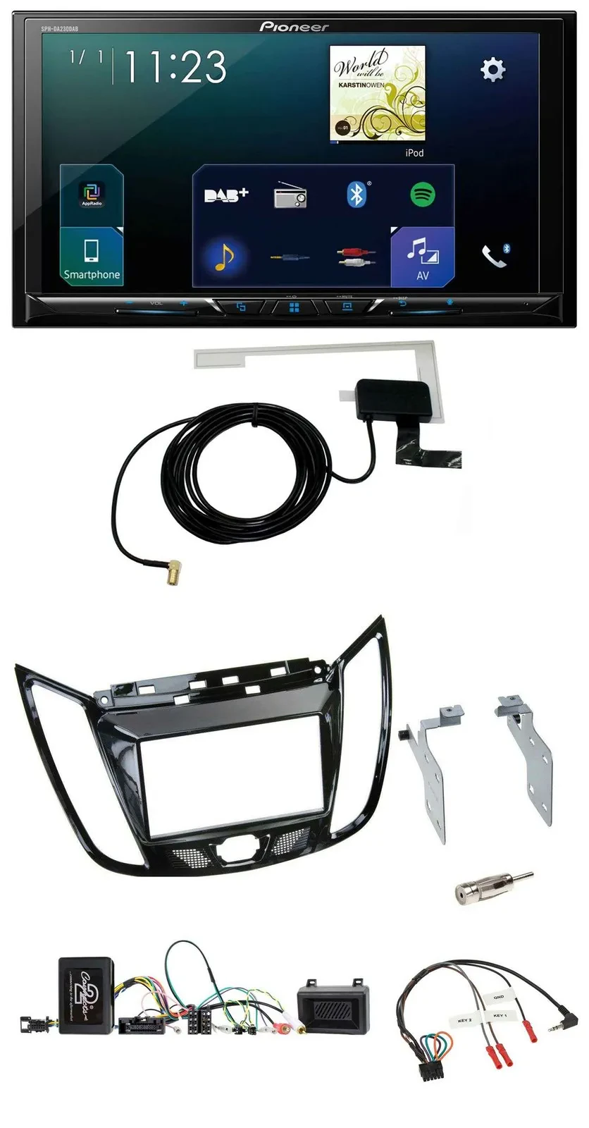 Pioneer 2DIN DAB USB Lenkrad Bluetooth Autoradio für Ford C-Max Kuga Klavierlack