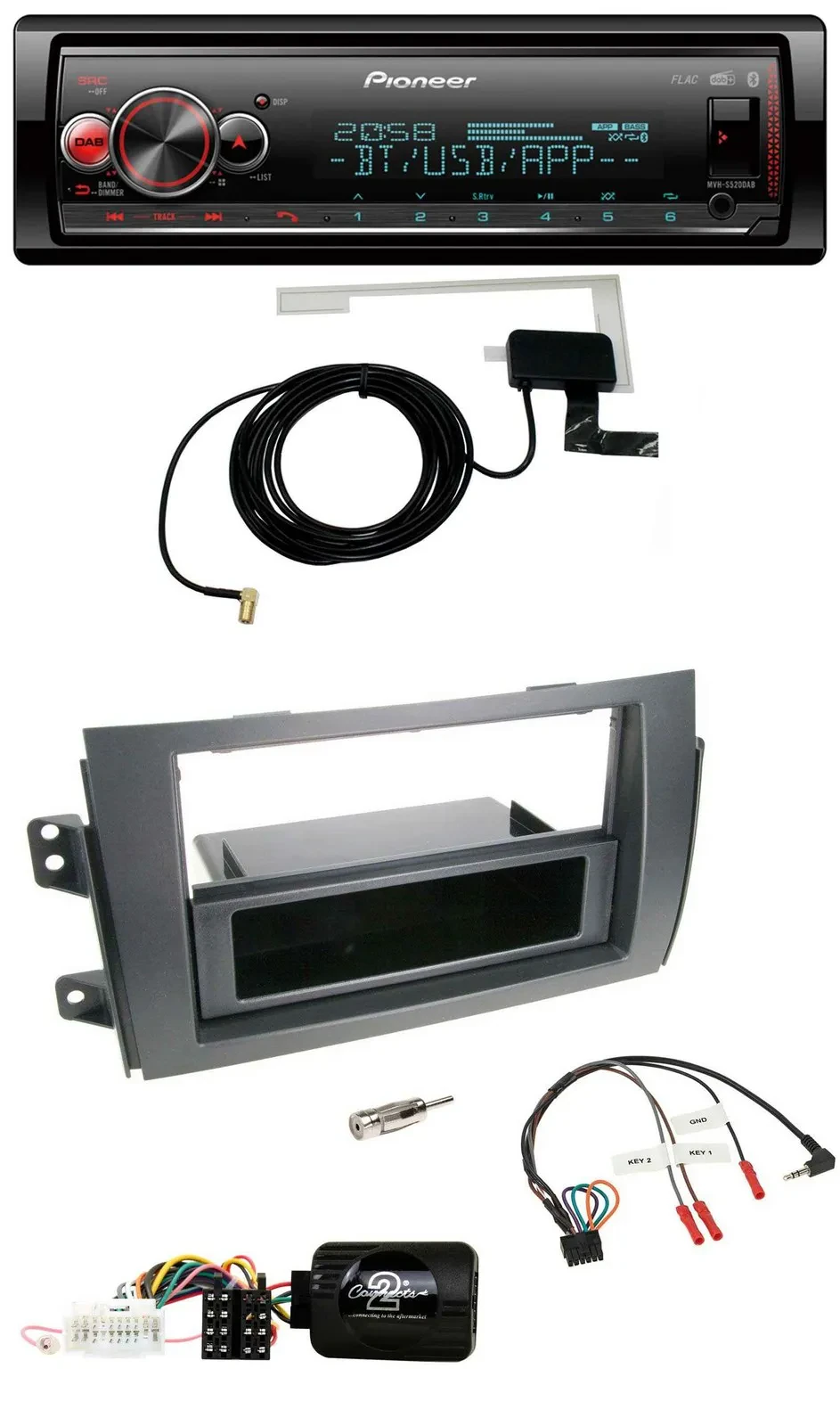 Pioneer Bluetooth DAB USB Lenkrad Autoradio für Fiat Sedici Suzuki SX4