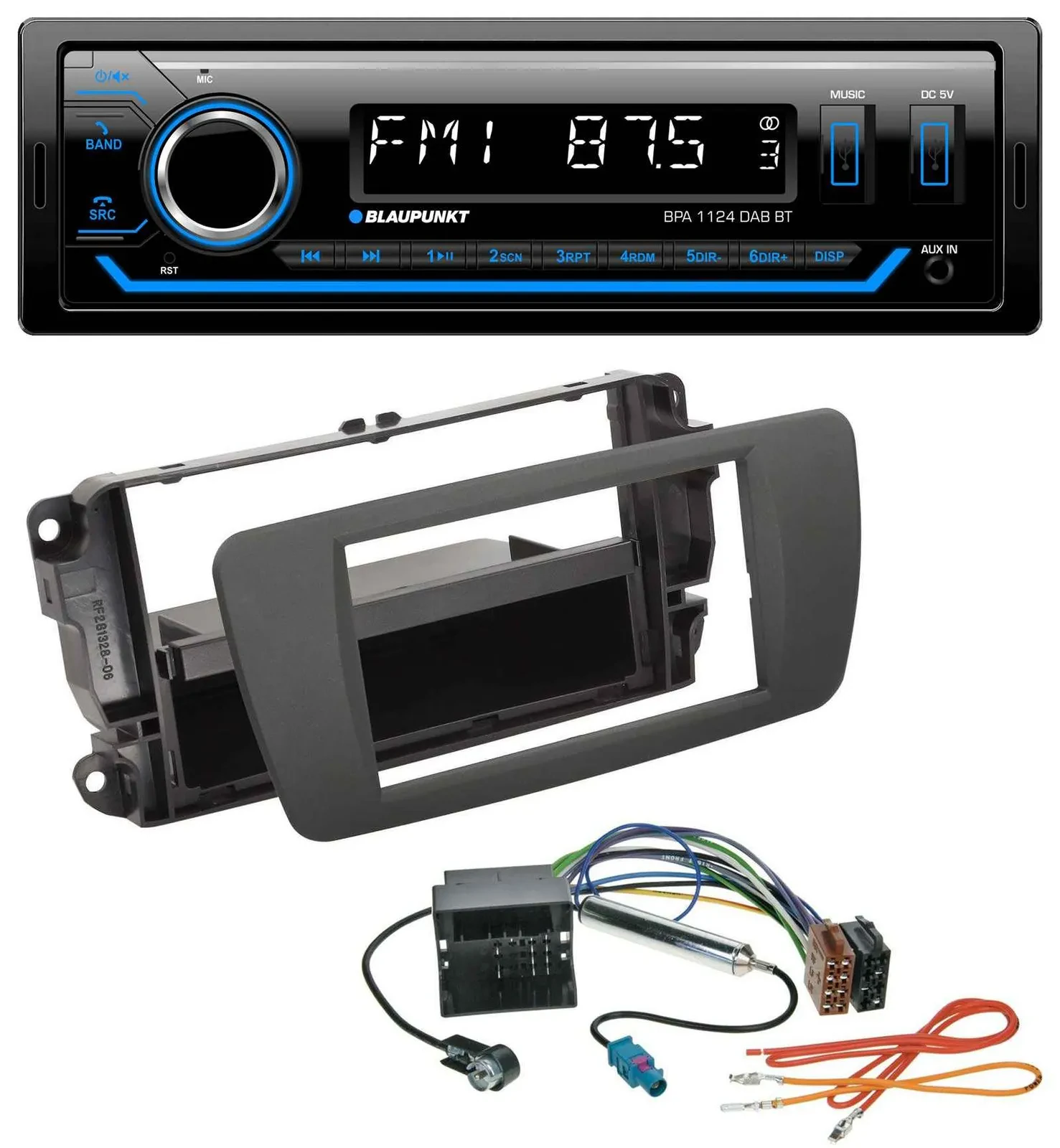 Автомагнитола Blaupunkt для Seat Ibiza (с 2012) Bluetooth, USB, DAB, MP3, серый