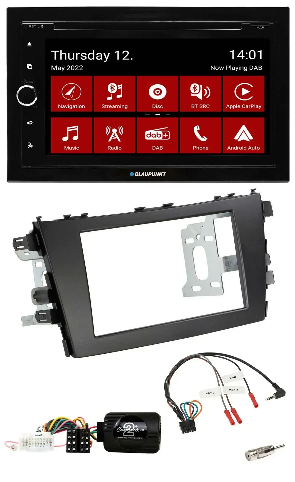 Blaupunkt 2DIN Lenkrad Bluetooth USB TMC DAB Navigation für Suzuki Celerio LF ab