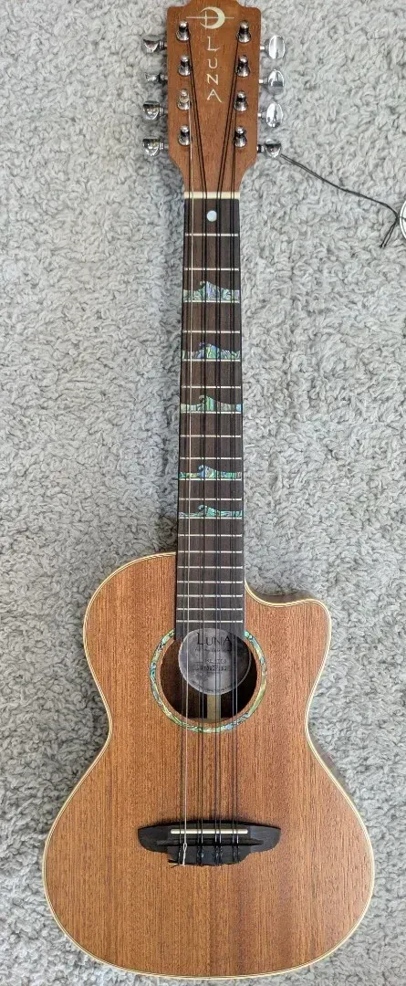 Luna Uke HTT 8 High Tide Tenor 8 String Mahogany Acoustic Electric Ukulele w/Bag