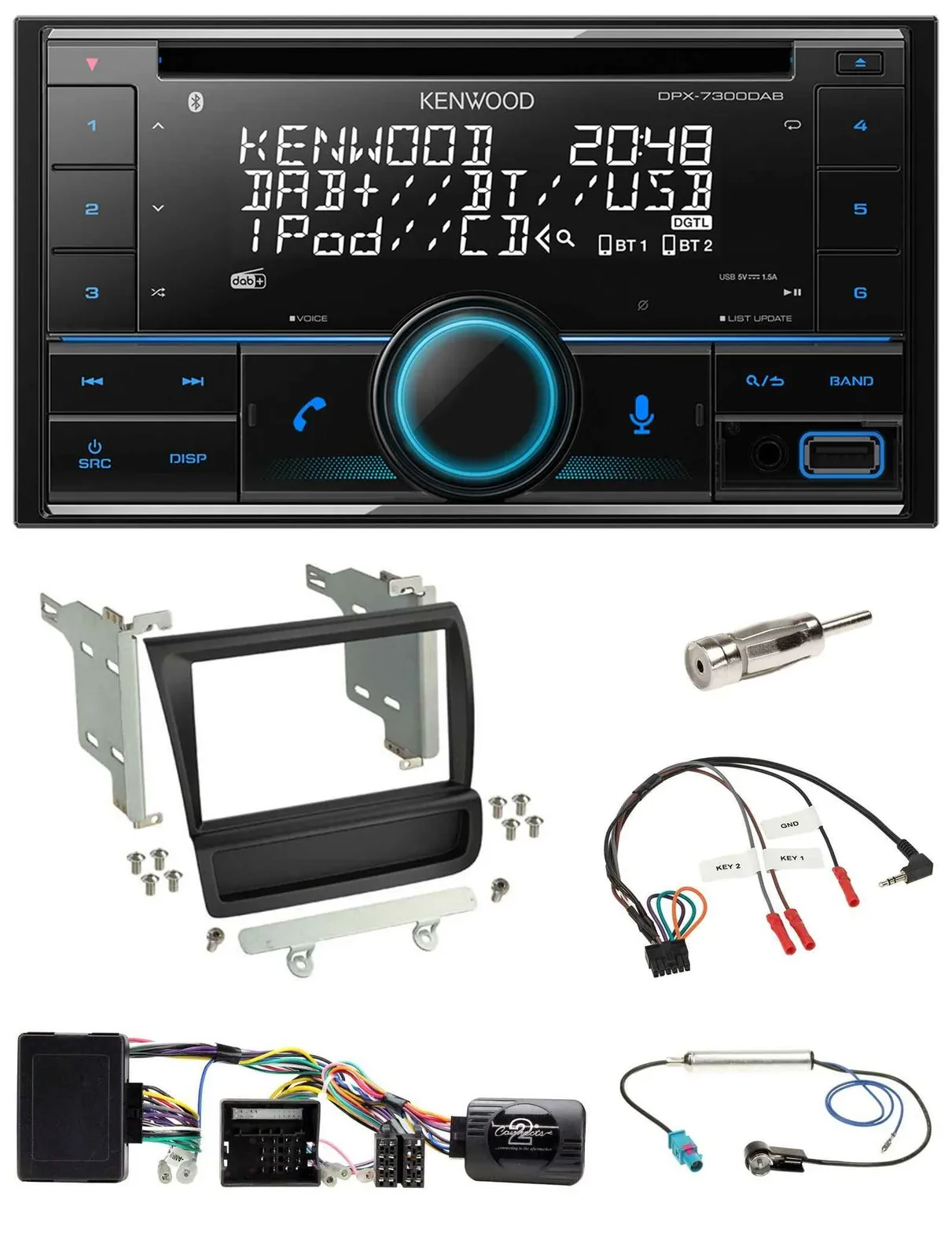 Kenwood CD 2DIN DAB USB Lenkrad Bluetooth Autoradio für Audi R8 42 2006-2015