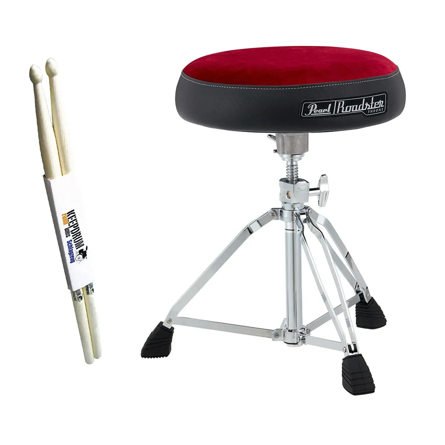 Стул для барабанщика Pearl D-1500RST Red с палочками