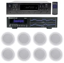 Technical Pro 6000w (6) Zone, Home Theater Bluetooth Receiver+(8) 8" Speakers+EQ