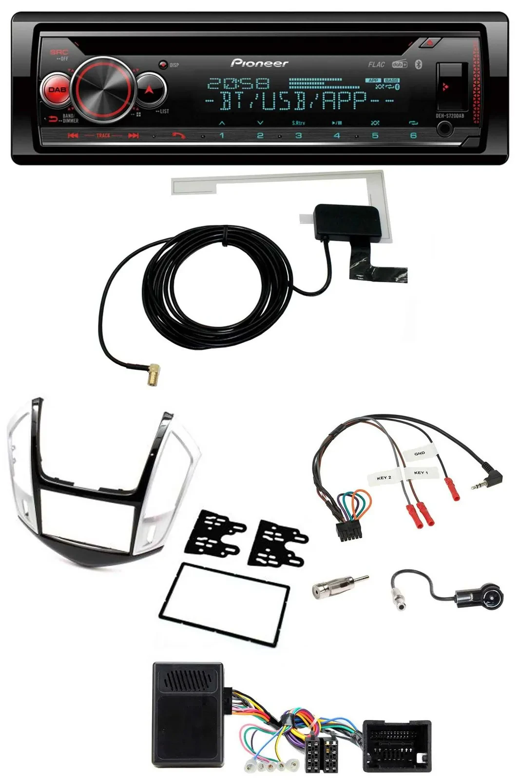 Автомагнитола для Chevrolet Cruze 2011–2016 Pioneer CD, USB, Bluetooth, DAB, серебристая