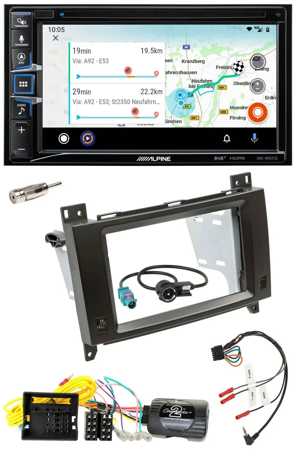 Alpine Bluetooth TMC USB DAB 2DIN Lenkrad Navigation für Mercedes Vito W447 Audi