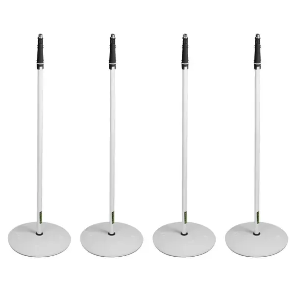 Gravity GMS23W White Microphone Stands w Round Base in White 4-Pack