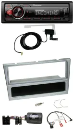 Автомагнитола Pioneer DAB, Bluetooth, USB для Opel Corsa C (2000–2004), серебристая, с поддержкой кнопок на руле