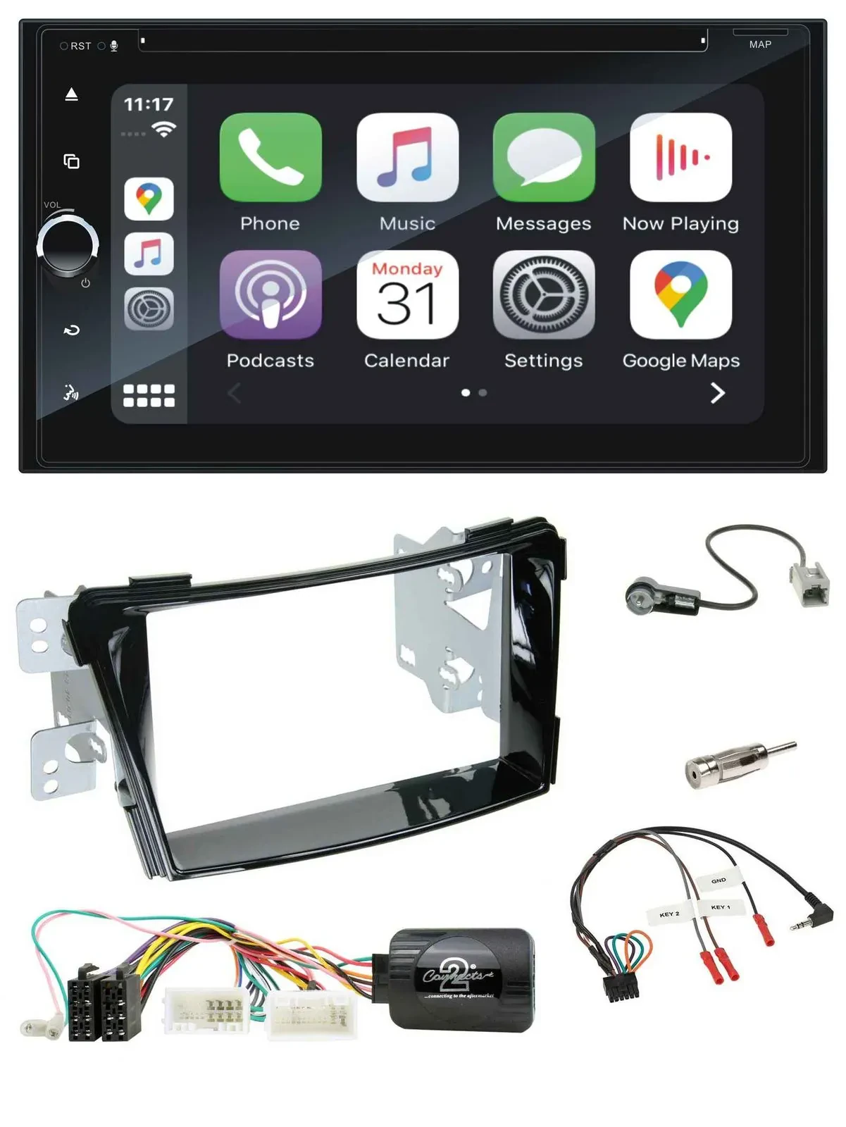 Blaupunkt DAB Lenkrad TMC Bluetooth USB 2DIN Navigation für Hyundai i40 ab 2011