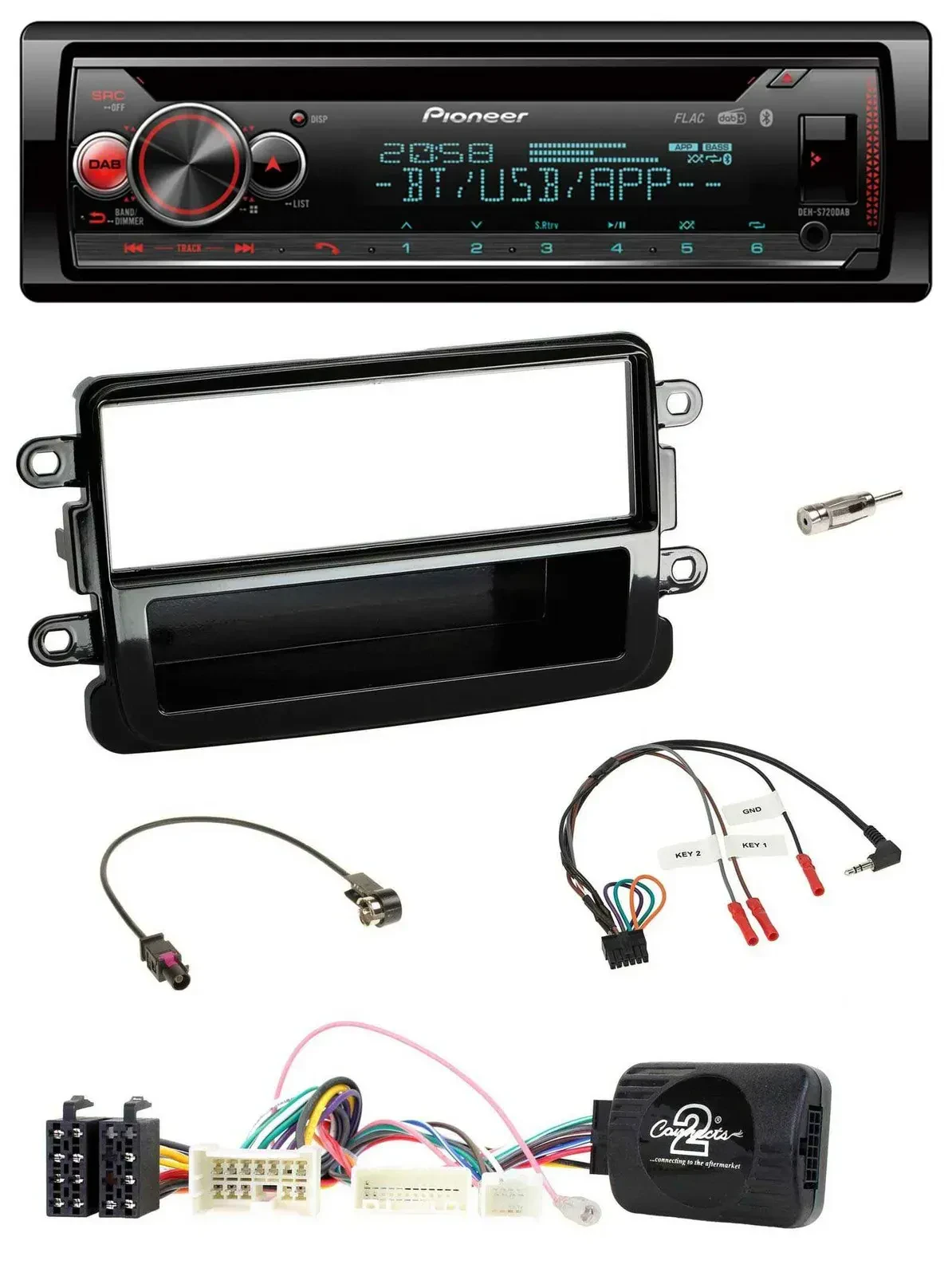 Автомагнитола Pioneer DAB, CD, Bluetooth, USB, для Dacia (с 2012), черный (piano black)
