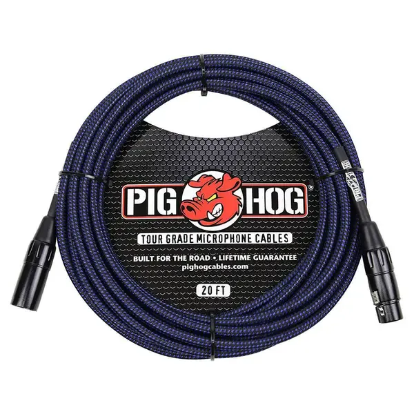 Микрофонный кабель Pig Hog PHM20BBL Black Blue 6 м