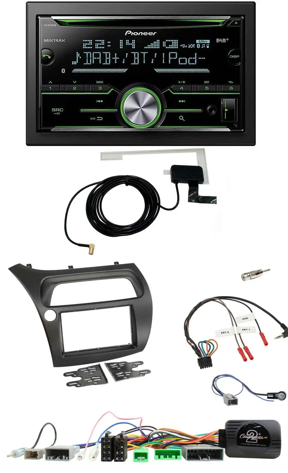 Pioneer CD USB Lenkrad Bluetooth 2DIN DAB Autoradio für Honda Civic 2006-2012
