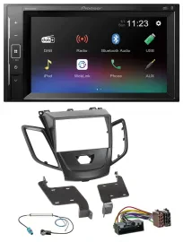 Автомагнитола Pioneer 2DIN, DAB, MP3, Bluetooth, USB, для Ford Fiesta 2010–2017, чёрный
