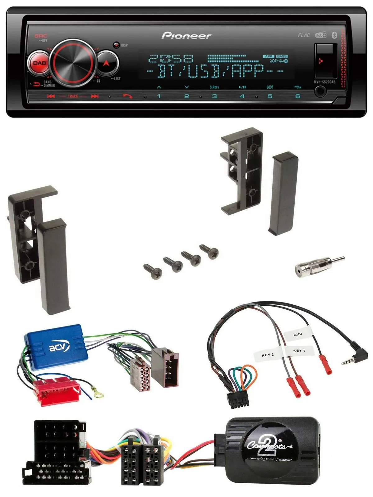 Pioneer Bluetooth USB Lenkrad DAB Autoradio für Audi A3 A4 A6 99-00 Aktivsystem
