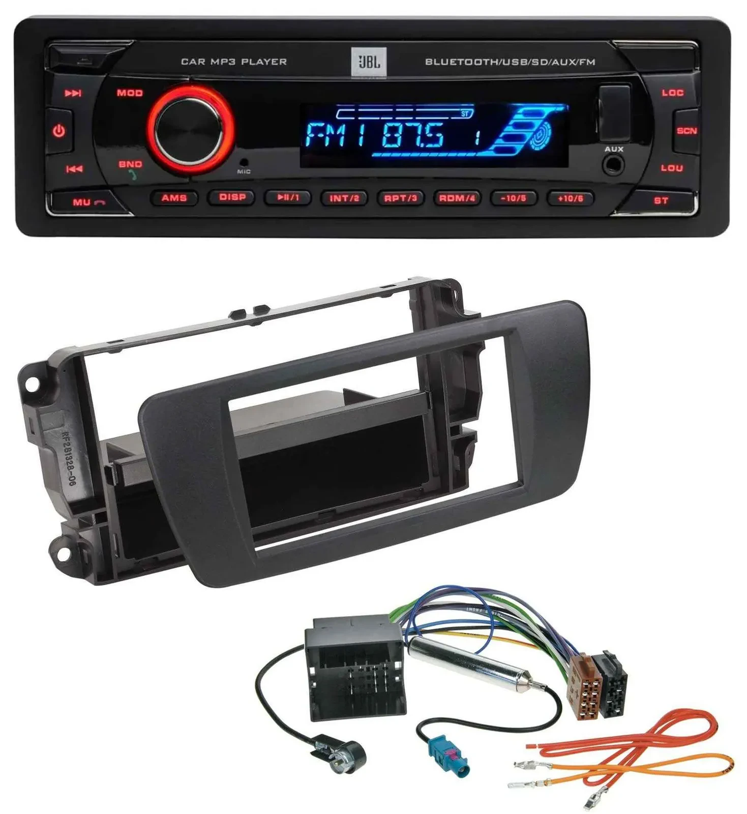 JBL AUX MP3 USB Bluetooth SD Autoradio für Seat Ibiza 6J ab 08 nitschwarz AN1