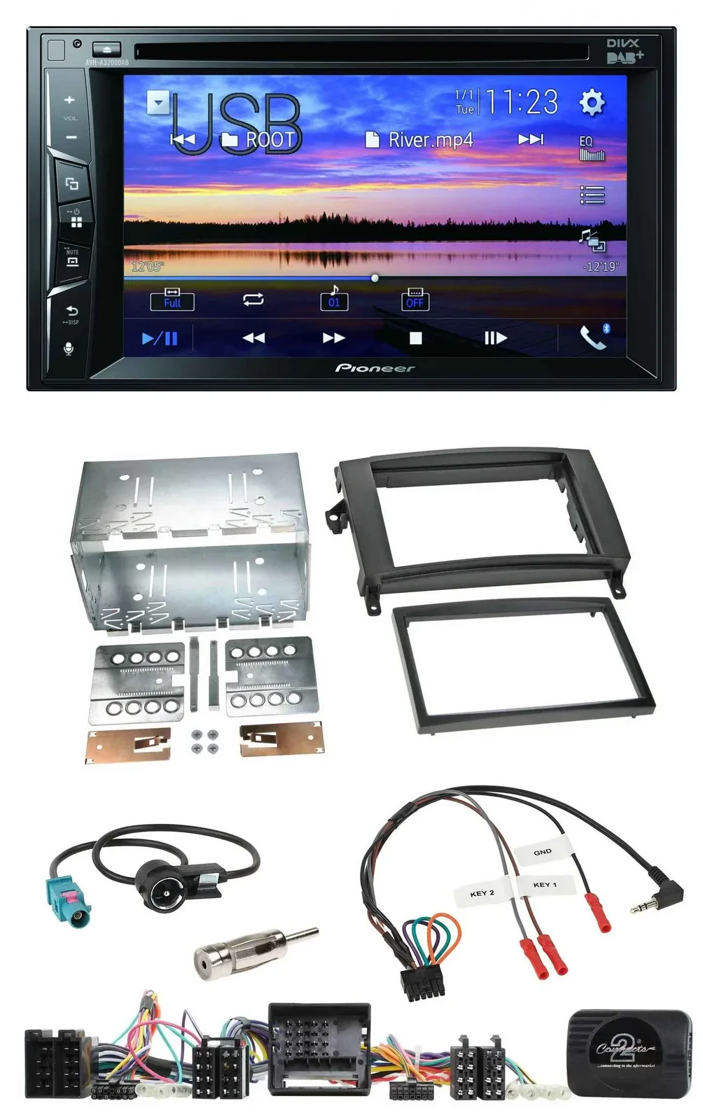 Автомагнитола Pioneer 2DIN, Bluetooth, USB, DVD, DAB, для Mercedes A-/B‑Class