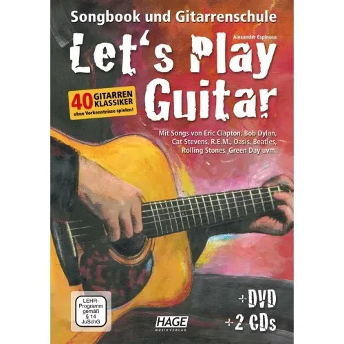 Книга для гитары Hage Let's Play Guitar Alexander Espinosa с QR-кодами для видео, 2 CD