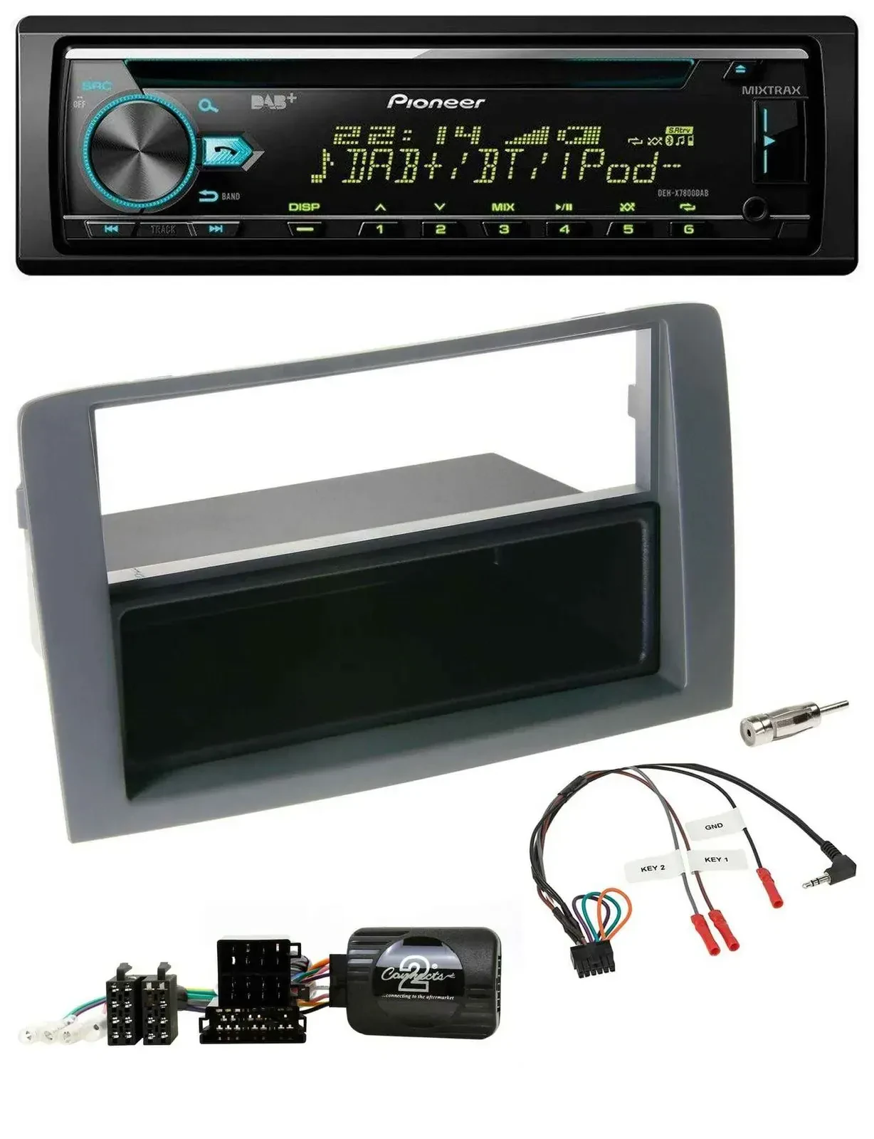 Автомагнитола Pioneer DAB, CD, USB, Bluetooth для Fiat Idea 2006–2011, серый