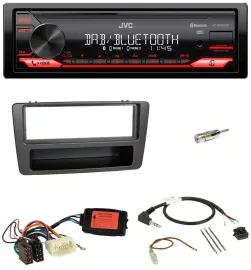 Автомагнитола для Honda Civic 2001–2003 JVC Bluetooth USB DAB с поддержкой кнопок на руле черная