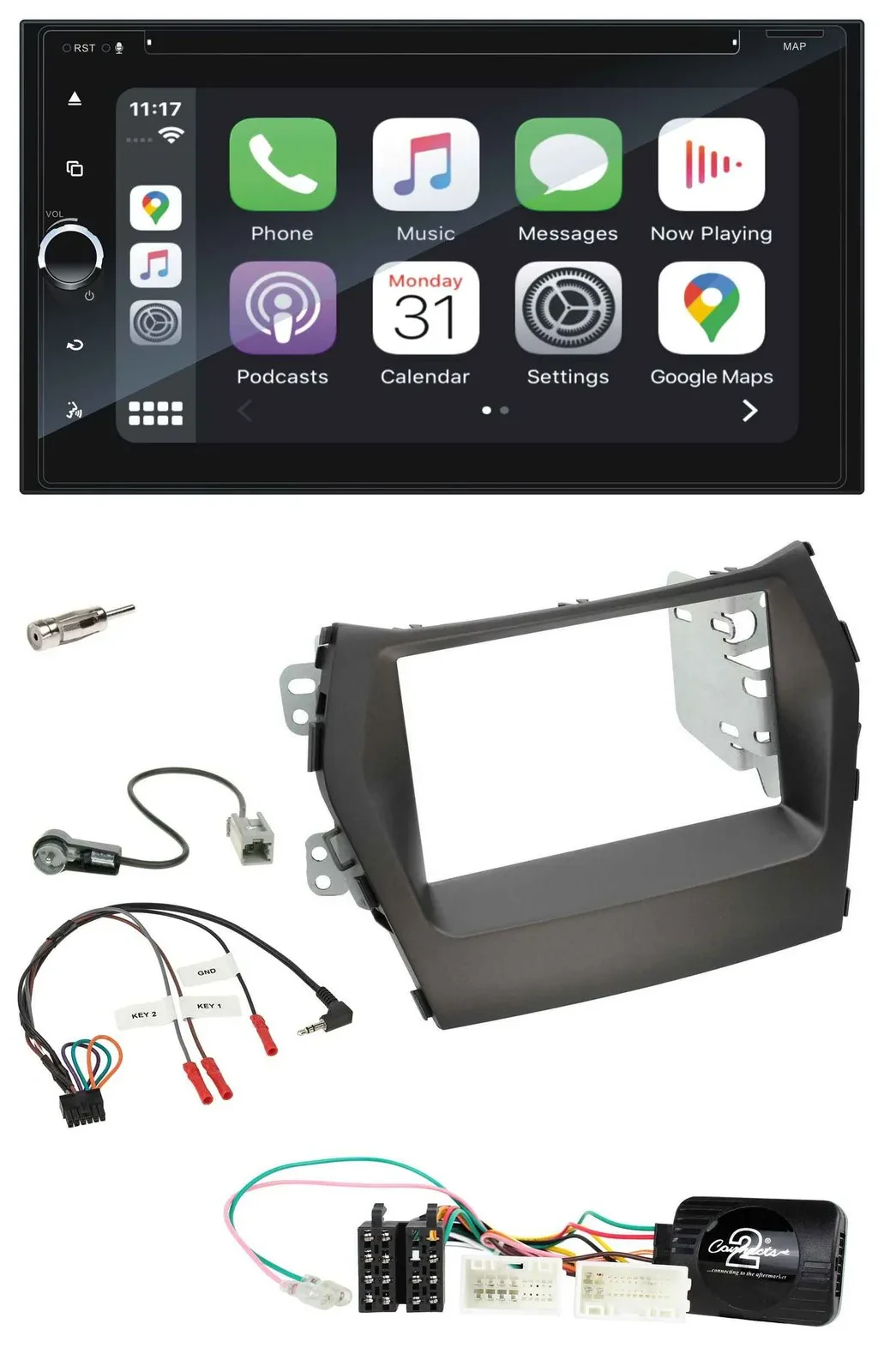 Blaupunkt DAB USB Bluetooth Lenkrad 2DIN TMC Navigation für Hyundai Santa Fe ab