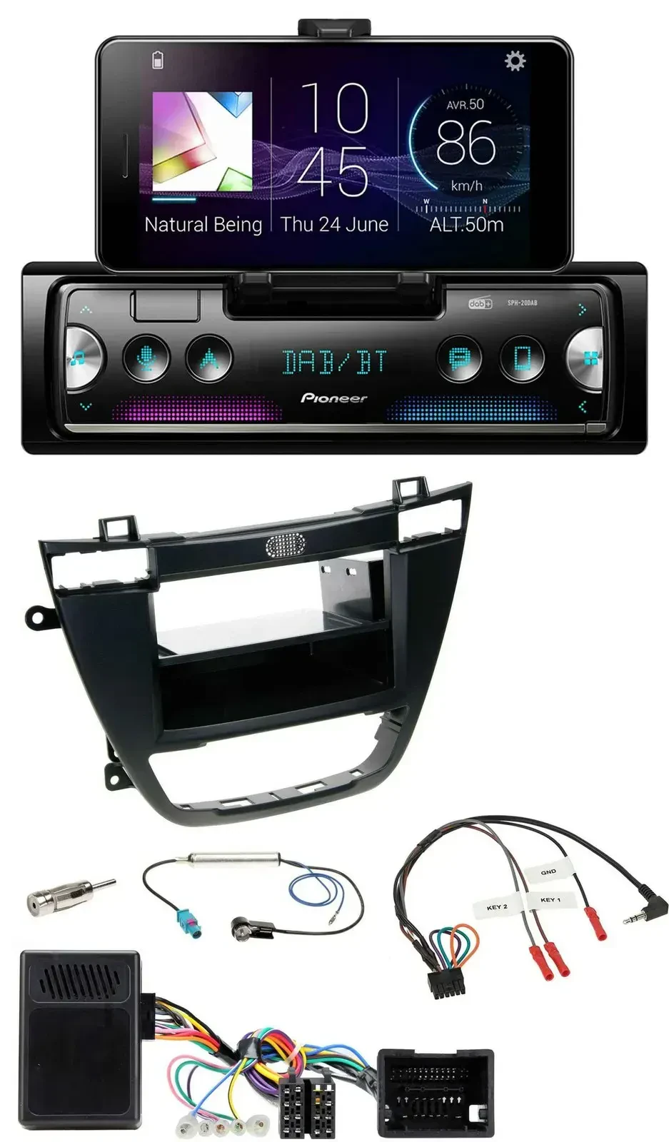 Автомагнитола Pioneer USB, Bluetooth, DAB, для Opel Insignia (с 2008), черная