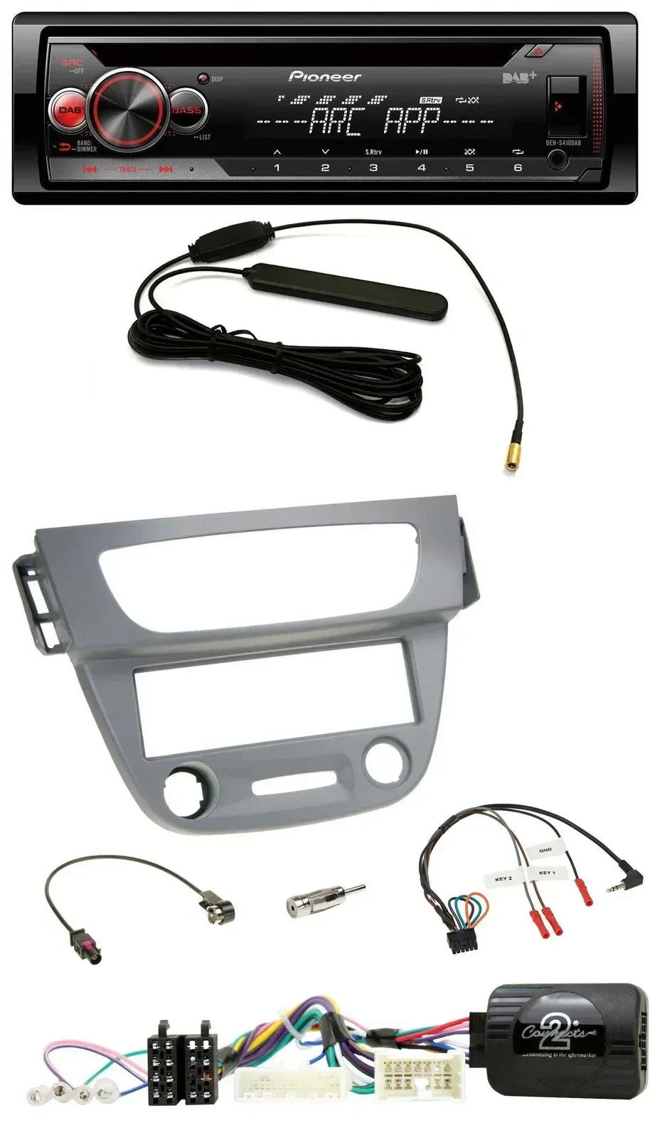 Автомагнитола Pioneer CD, USB, DAB, MP3 для Renault Megane 3 (2012–2014), серый