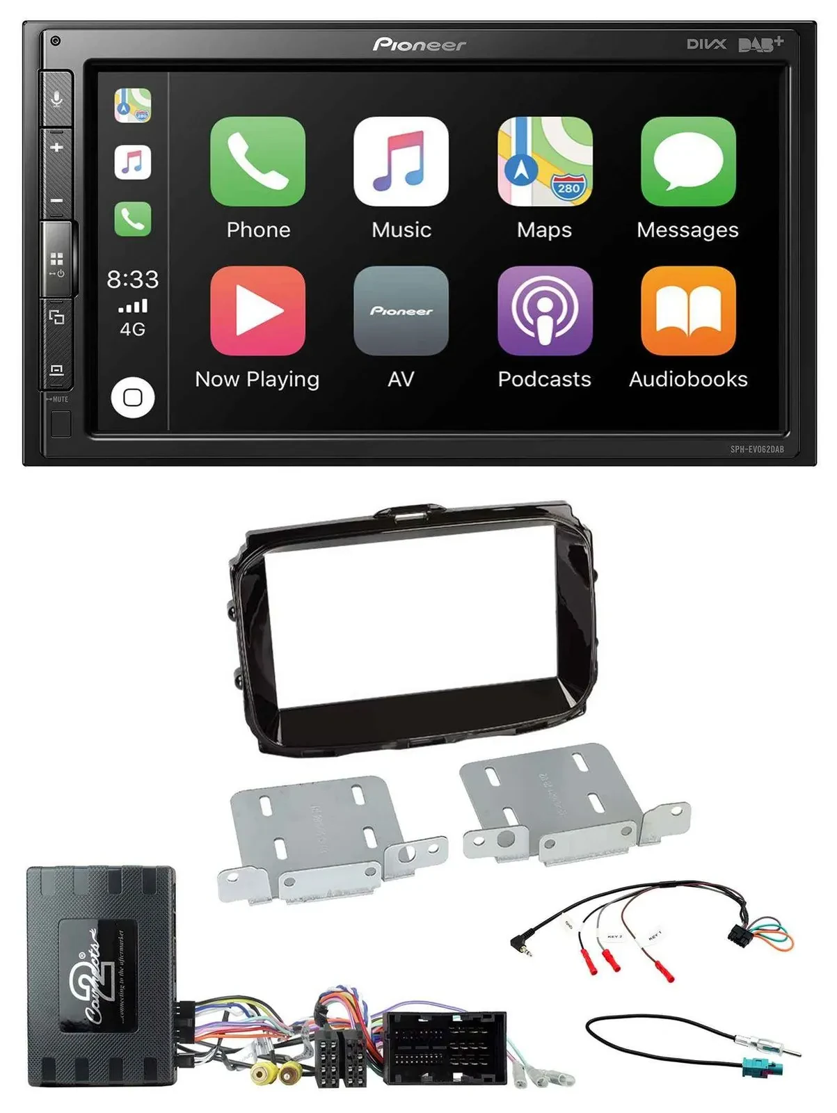 Автомагнитола для Alfa Romeo Giulietta 2014–2021 Pioneer 2DIN, DAB, Bluetooth, USB, поддержка управления с рулевого колеса