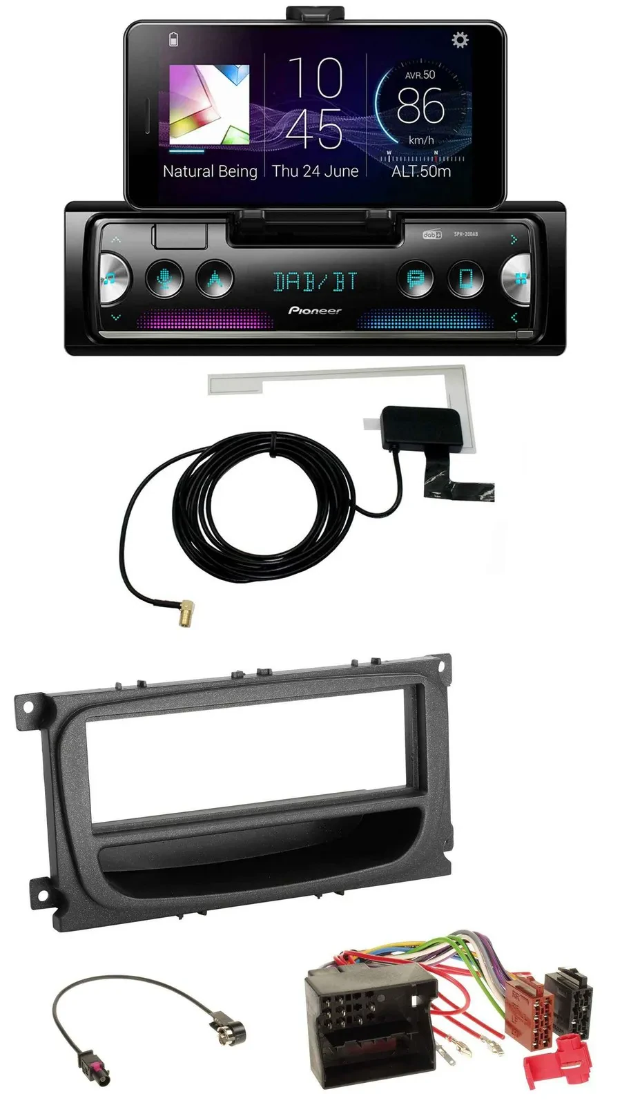 Pioneer DAB Bluetooth MP3 USB Autoradio für Ford C-Max Focus Galaxy ab 2007 Abla