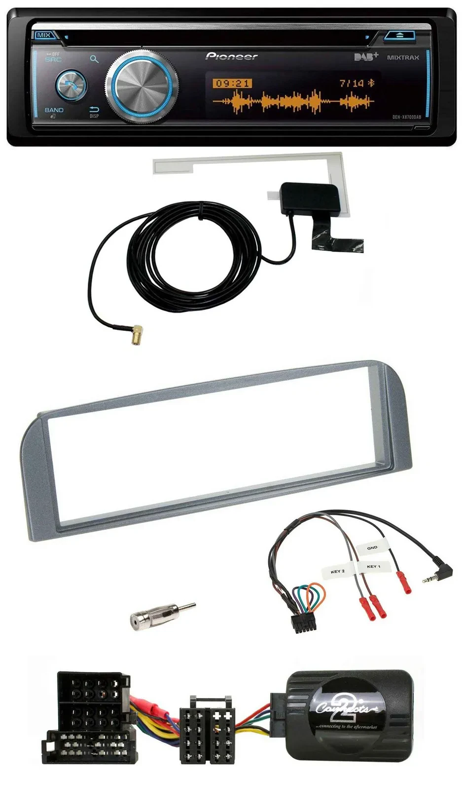 Pioneer Bluetooth DAB Lenkrad USB CD Autoradio für Alfa 147 GT anthrazit