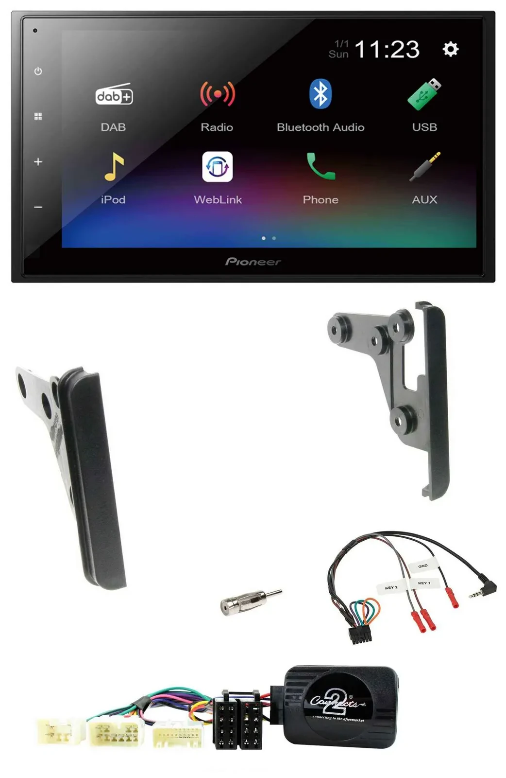 Автомагнитола Pioneer USB Bluetooth DAB 2DIN для Toyota Yaris 2007–2010