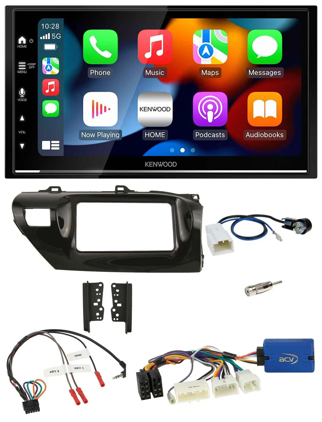 Kenwood DAB USB Bluetooth 2DIN Lenkrad Autoradio für Toyota Hilux 2015-2020
