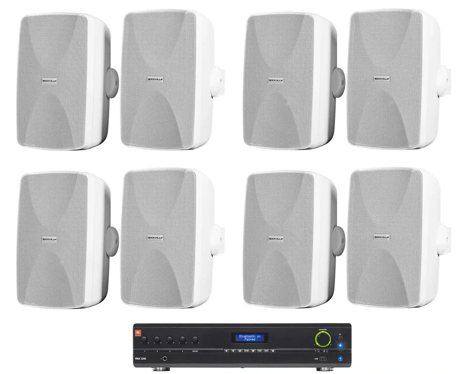 Настенная акустика JBL WET-7020W White с усилителем (8 штук)