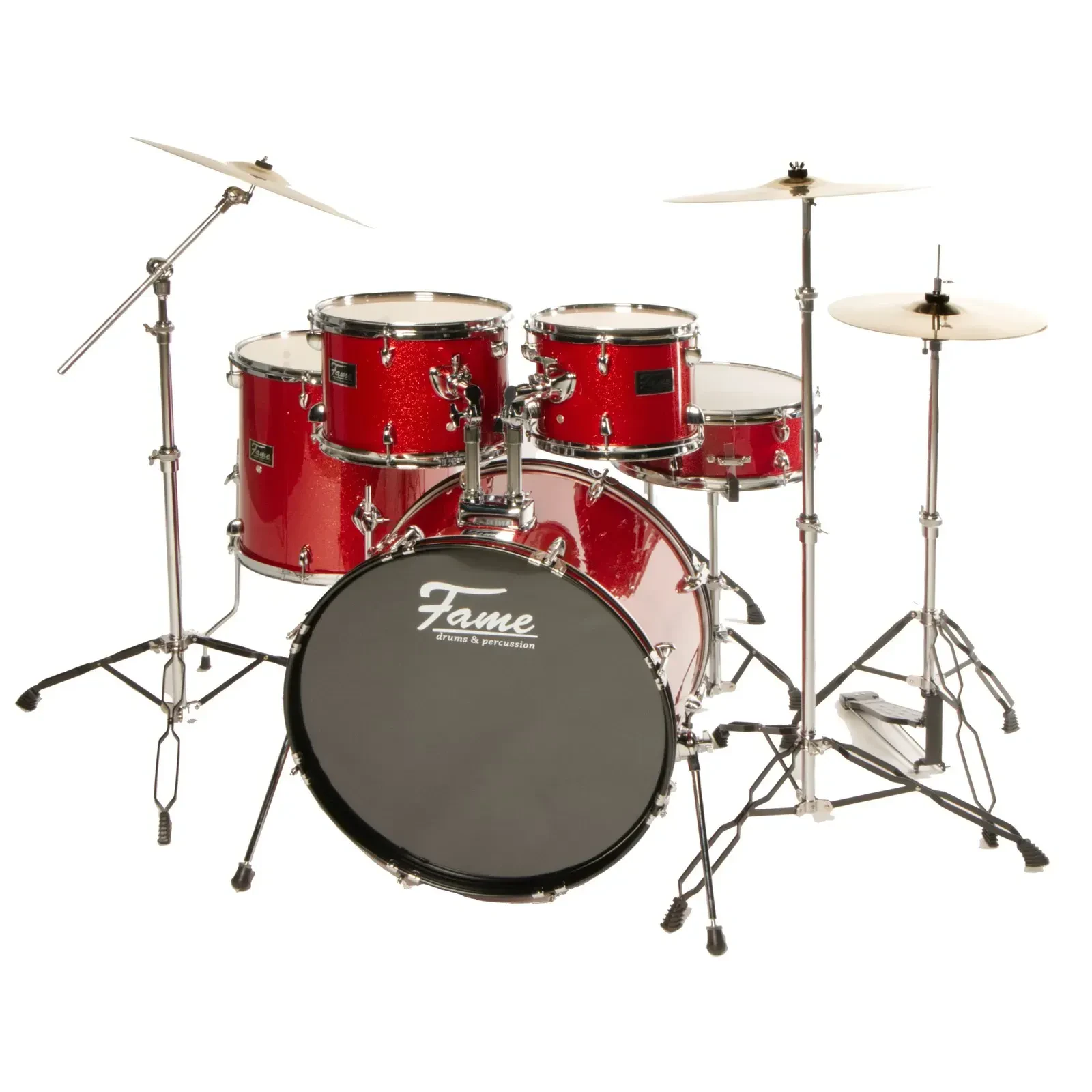 Ударная установка акустическая Fame Audio FG22B-RD Rock Set, бочка 22", красный спаркл, тополь, хромированная фурнитура (набор)