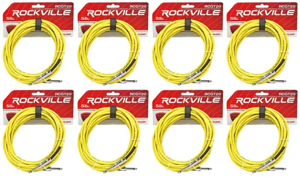 Инструментальный кабель Rockville RCGT20Y Yellow 6.1 м (8 штук)