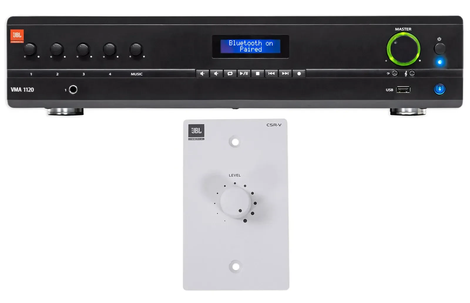 JBL VMA1120 Commercial/Restaurant 120W Bluetooth Amplifier+White Wall Controller