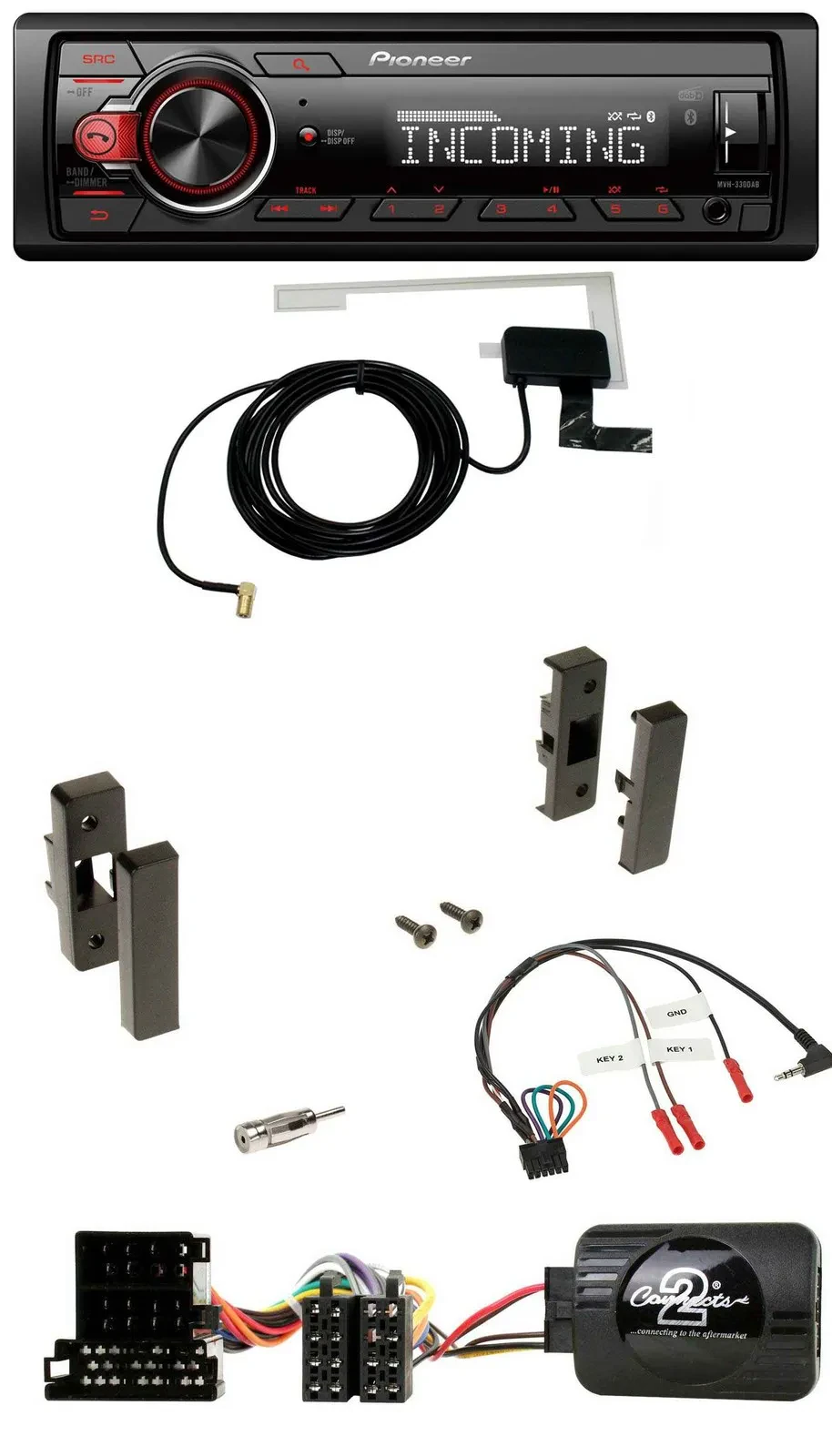 Автомагнитола Pioneer DAB, Bluetooth, USB для Audi A3 8L (1996–2000) с поддержкой управления с руля