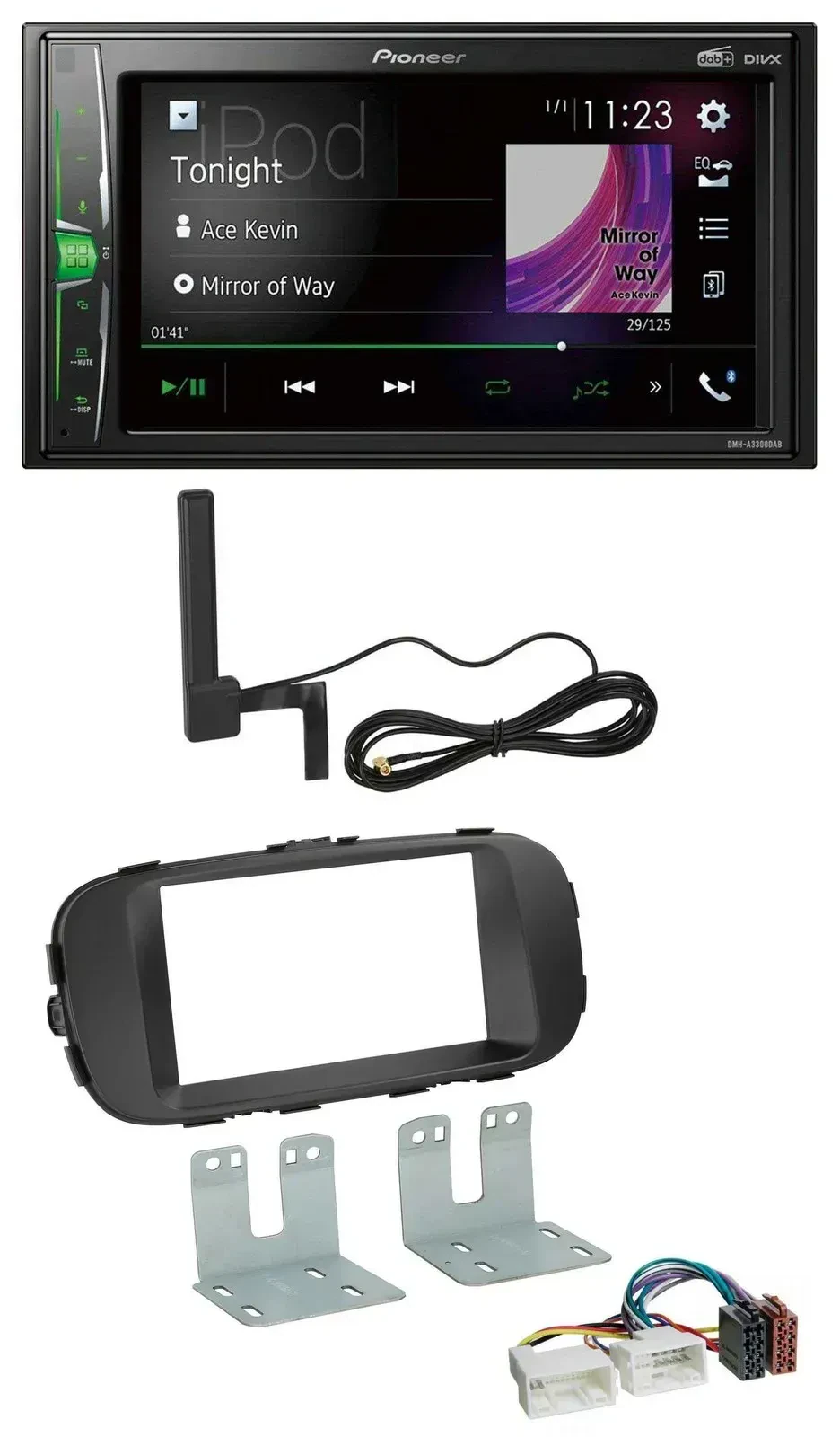 Автомагнитола Pioneer 2DIN, Bluetooth, DAB, MP3, AUX, черный, для Kia Soul (с 2014)
