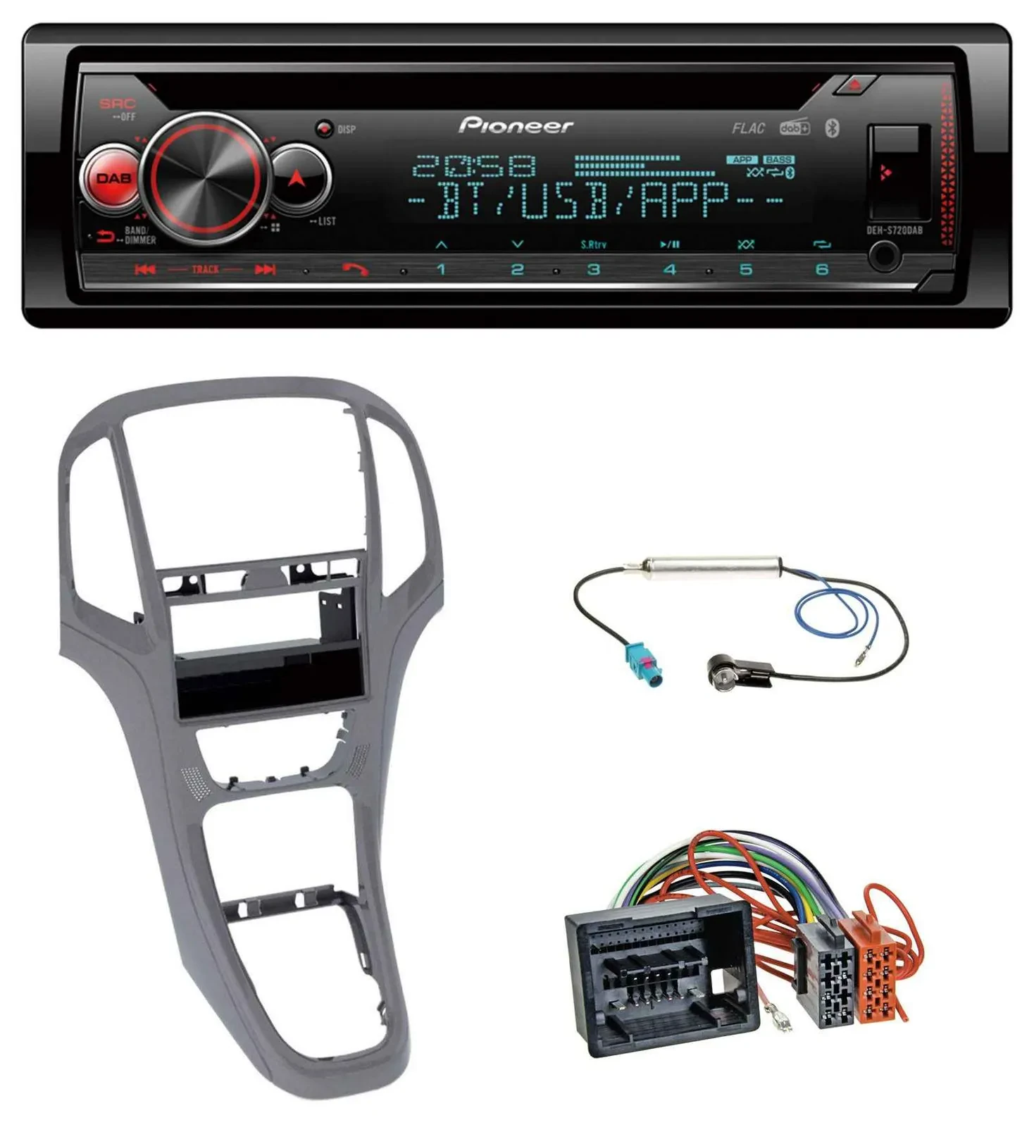 Автомагнитола Pioneer MP3/DAB/CD/Bluetooth/USB для Opel Astra J (с 2009) цвет титан серый